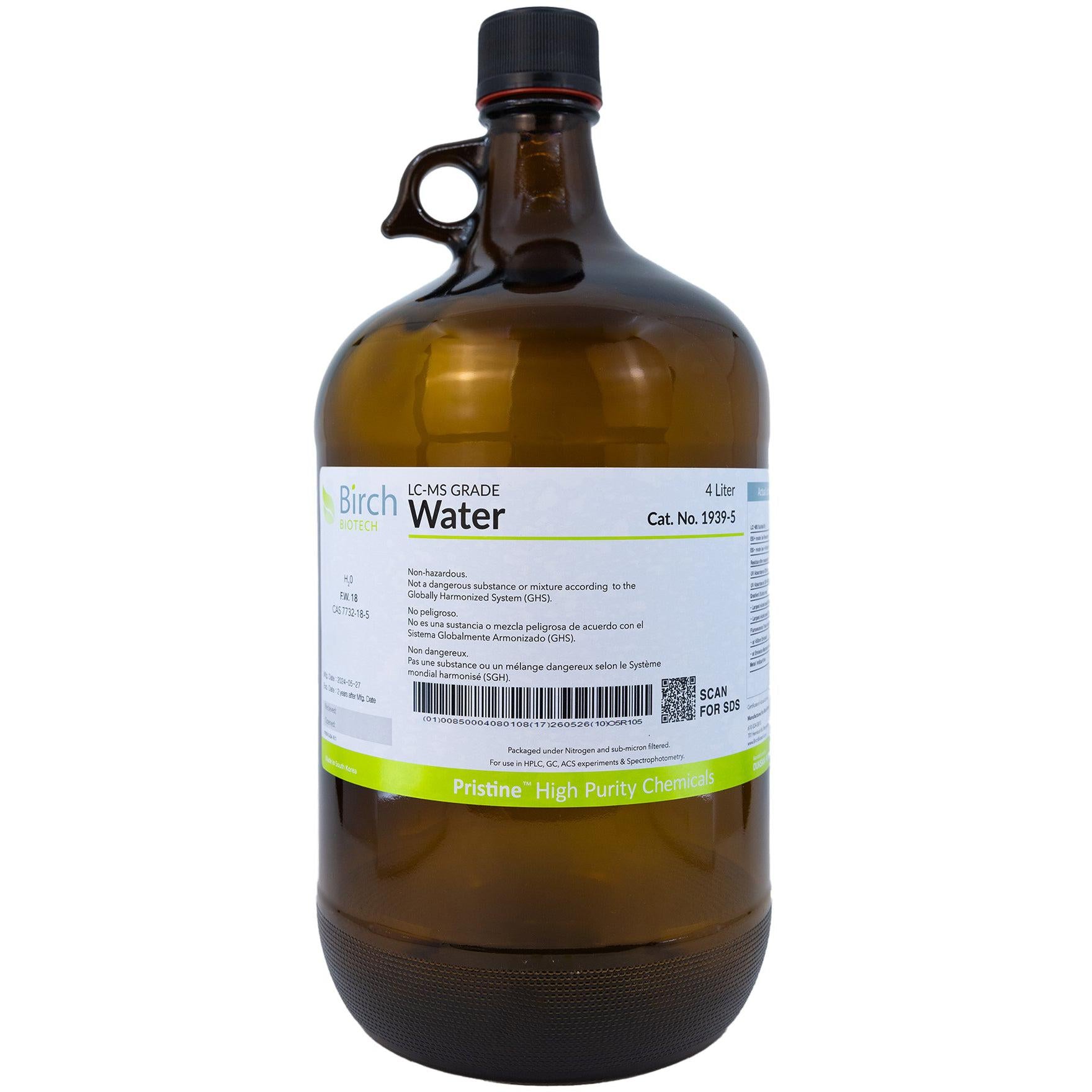 PRISTINE® Water, LC-MS Grade, Liquid Chromatography Mass Spectrometry Analysis